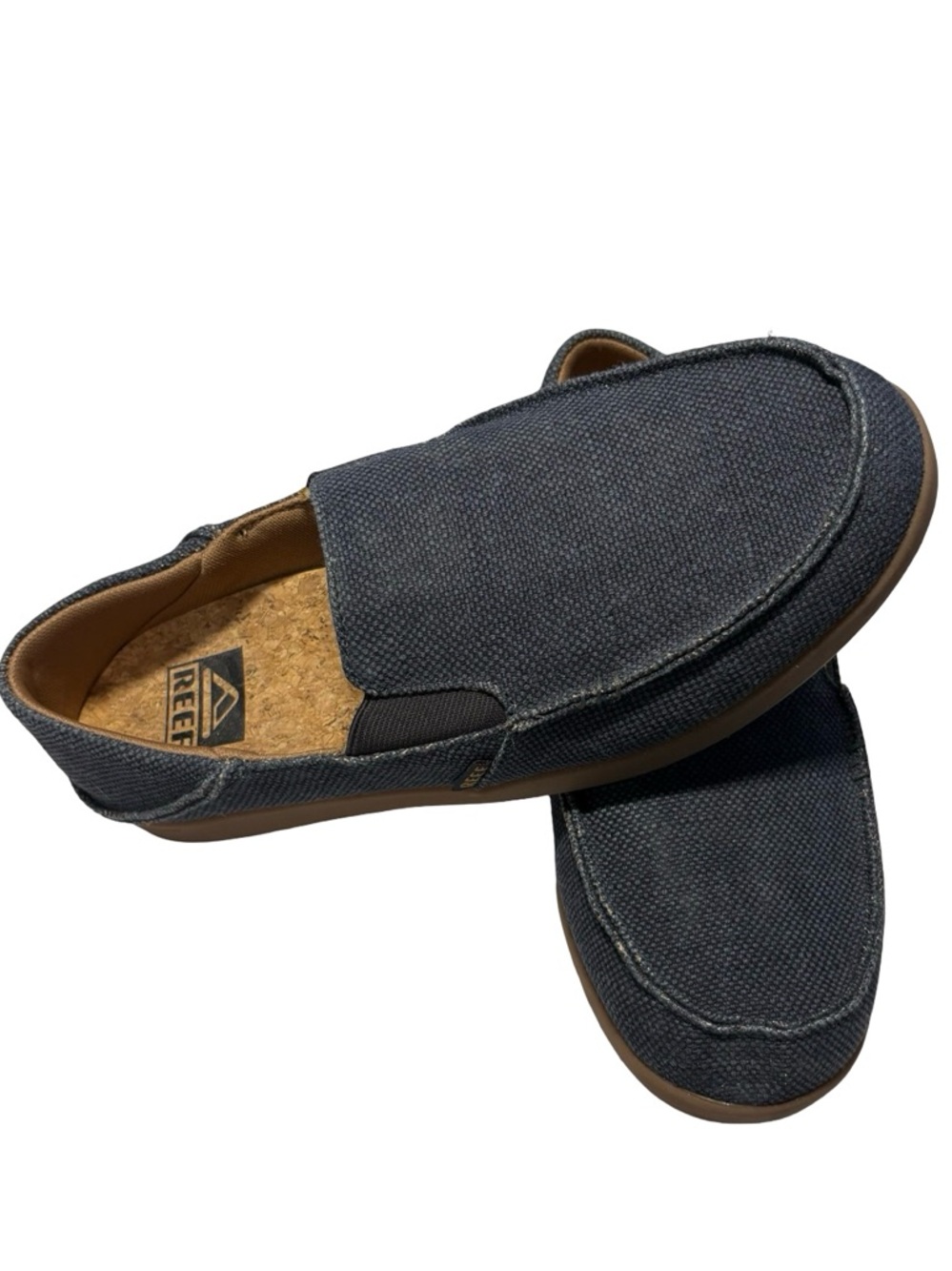 Reef Men's Cushion Bounce Matey Slip-On Canvas Loafers in Navy with Tan Sole